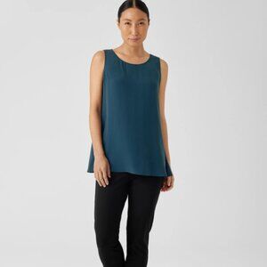 NWT Eileen Fisher Alpine Silk Georgette Crepe Sleeveless Tunic